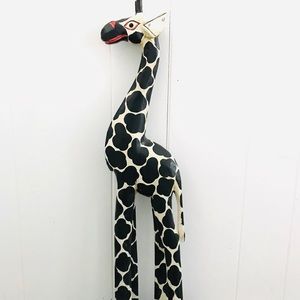 Carved Hand Painted Wooded Giraffe Statue